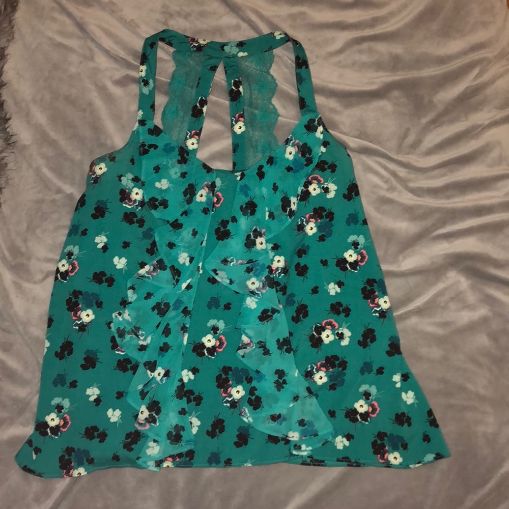 LC Lauren Conrad Floral Silk Tank Top